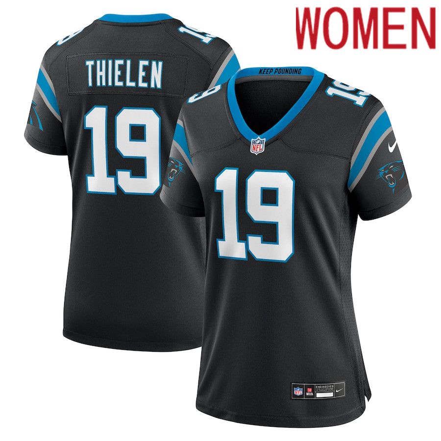 Women Carolina Panthers #19 Adam Thielen Nike Black Team Game NFL Jersey
